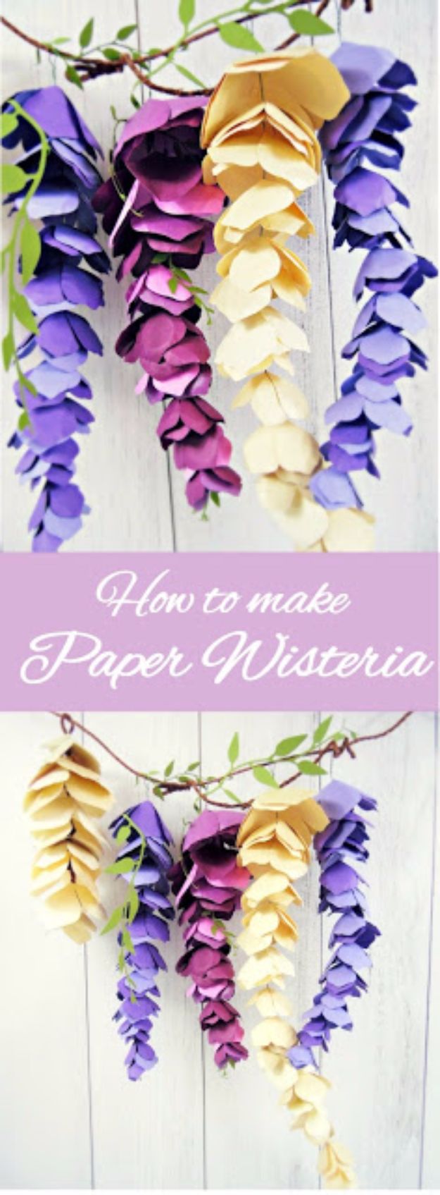 DIY Paper Flowers For Your Room - Hanging Paper Wisteria - How To Make A Paper Flower - Large Wedding Backdrop for Wall Decor - Easy Tissue Paper Flower Tutorial for Kids - Giant Projects for Photo Backdrops - Daisy, Roses, Bouquets, Centerpieces - Cricut Template and Step by Step Tutorial #papercrafts #paperflowers #teencrafts