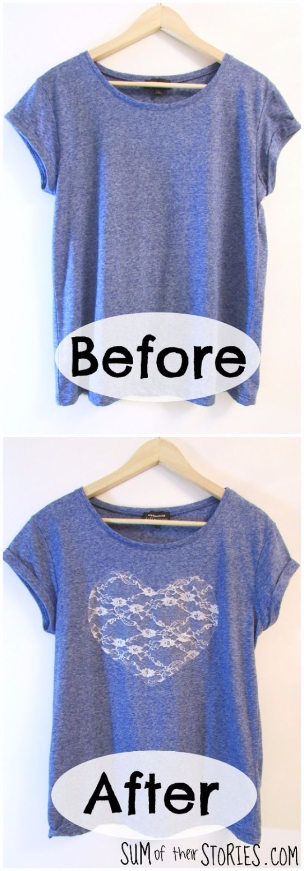 T-Shirt Makeovers - Lace Heart T-Shirt Refashion - Fun Upcycle Ideas for Tees - How To Make Simple Awesome Summer Style Projects - Cute Sleeve and Neckline Ideas - Cheap and Easy Ways To Upcycle Tshirts for Fun Clothes and Fashion - Quick Projects for Teens and Teenagers on A Budget #teenfashion #tshirtideas #teencrafts
