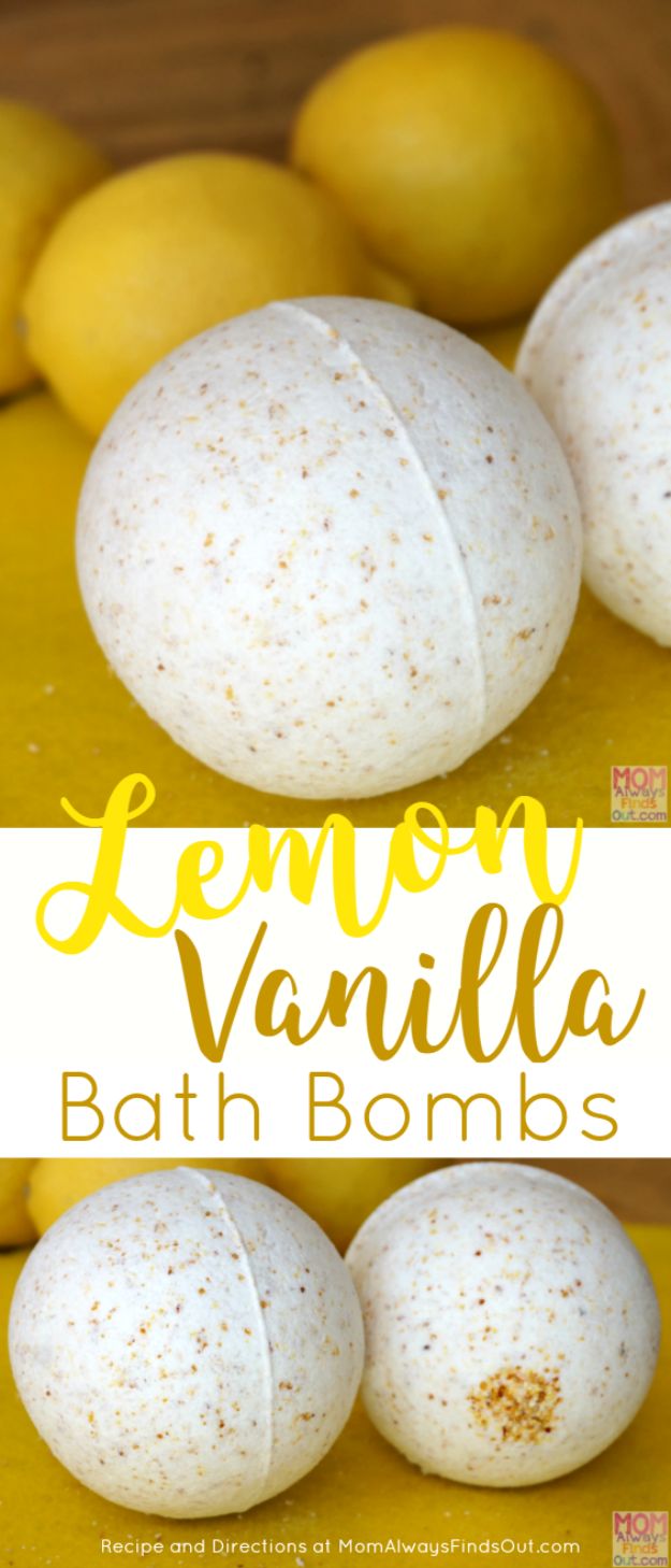 Cool DIY Bath Bombs to Make At Home - Lemon Vanilla Bath Bomb - Recipes and Tutorial for How To Make A Bath Bomb - Best Bathbomb Ideas - Fun DIY Projects for Women, Teens, and Girls | DIY Bath Bombs Recipe and Tutorials | Make Cheap Gifts Like Lush Bath Bombs #bathbombs #teencrafts #diyideas