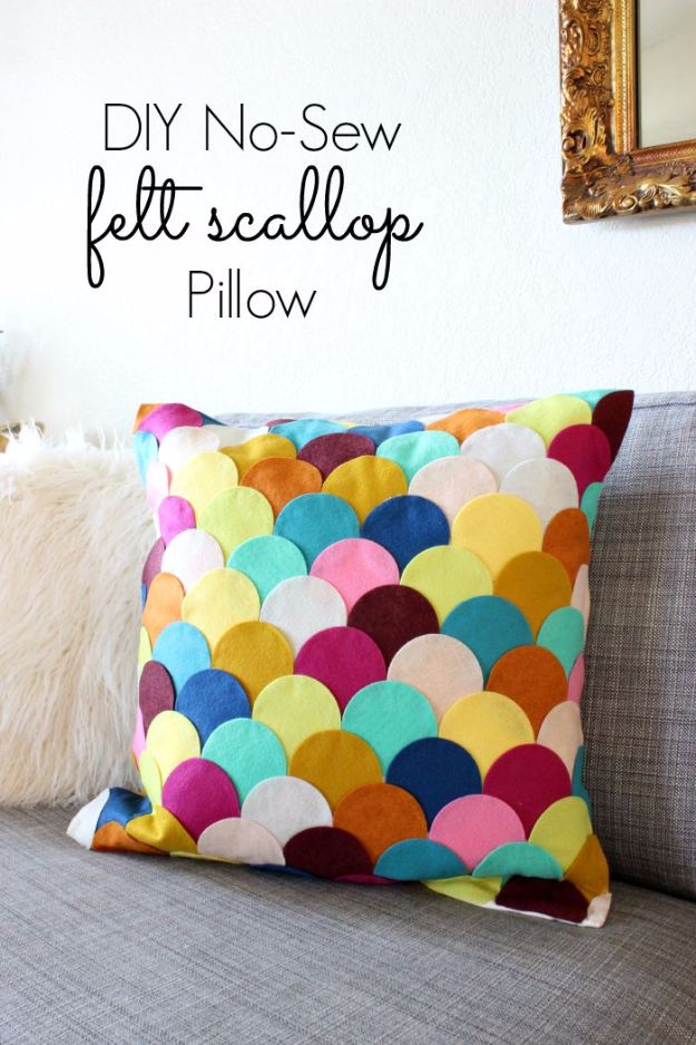 DIY Mermaid Crafts - No-Sew DIY Felt Scalloped Pillow - How To Make Room Decorations, Art Projects, Jewelry, and Makeup For Kids, Teens and Teenagers - Mermaid Costume Tutorials - Fun Clothes, Pillow Projects, Mermaid Tail Tutorial DIY Mermaid Crafts - No-Sew DIY Felt Scalloped Pillow - How To Make Room Decorations, Art Projects, Jewelry, and Makeup For Kids, Teens and Teenagers - Mermaid Costume Tutorials - Fun Clothes, Pillow Projects, Mermaid Tail Tutorial
