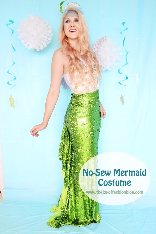DIY Mermaid Crafts - No Sew Mermaid Costume - How To Make Room Decorations, Art Projects, Jewelry, and Makeup For Kids, Teens and Teenagers - Mermaid Costume Tutorials - Fun Clothes, Pillow Projects, Mermaid Tail Tutorial