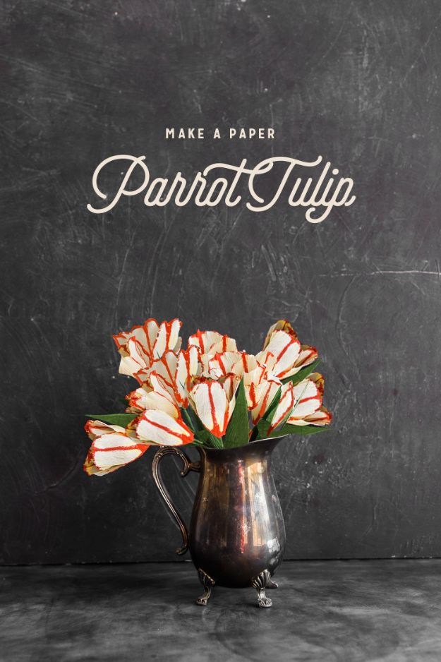 DIY Paper Flowers For Your Room - Paper Parrot Tulip - How To Make A Paper Flower - Large Wedding Backdrop for Wall Decor - Easy Tissue Paper Flower Tutorial for Kids - Giant Projects for Photo Backdrops - Daisy, Roses, Bouquets, Centerpieces - Cricut Template and Step by Step Tutorial #papercrafts #paperflowers #teencrafts