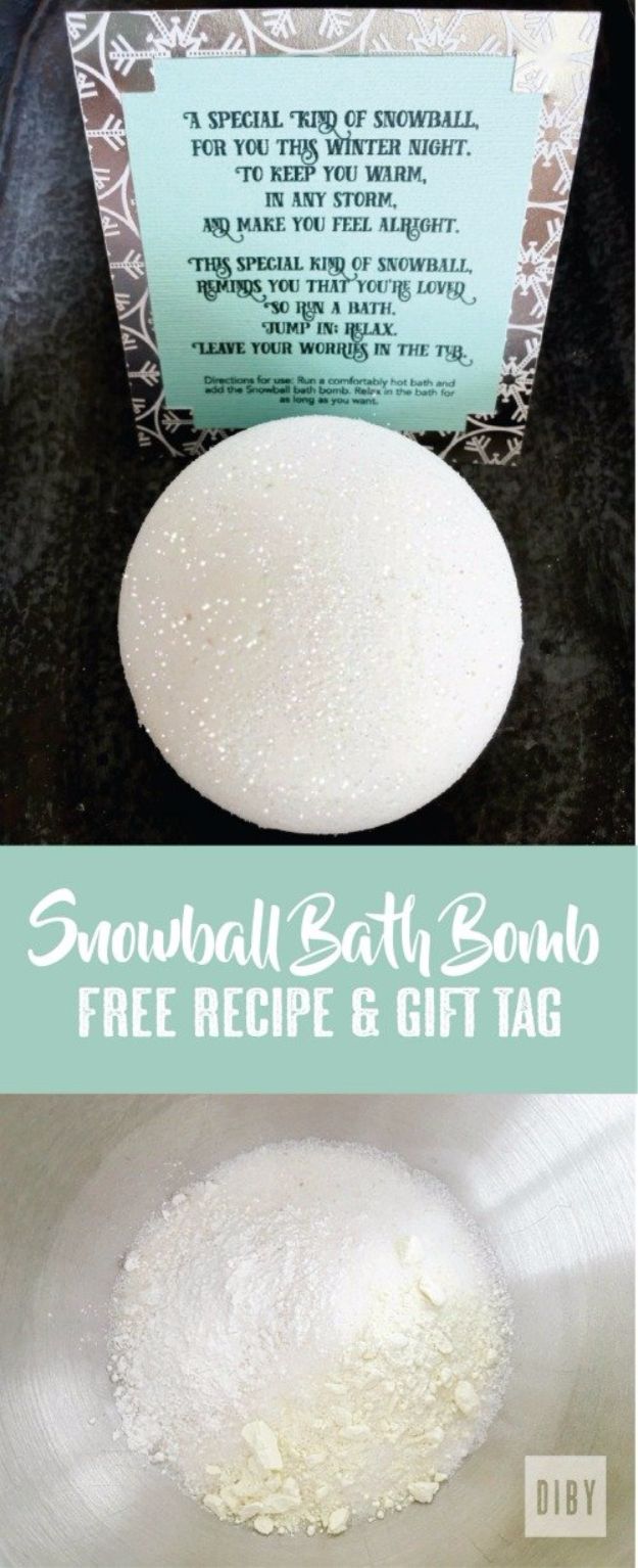 Cool DIY Bath Bombs to Make At Home - Snowball Bath Bomb - Recipes and Tutorial for How To Make A Bath Bomb - Best Bathbomb Ideas - Fun DIY Projects for Women, Teens, and Girls | DIY Bath Bombs Recipe and Tutorials | Make Cheap Gifts Like Lush Bath Bombs #bathbombs #teencrafts #diyideas