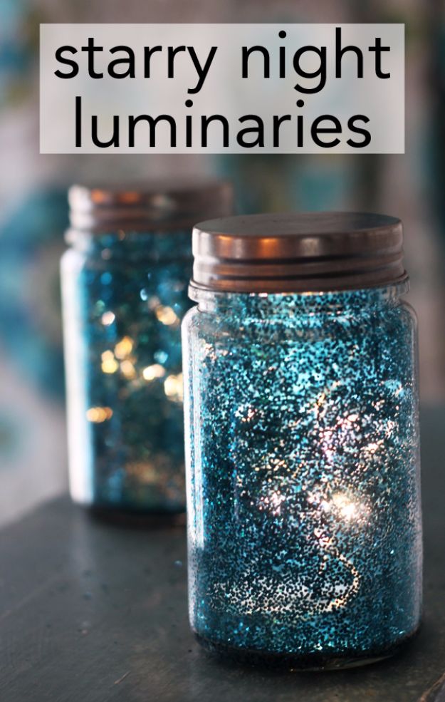 Galaxy DIY Crafts - Starry Night Luminaries - Easy Room Decor, Cool Clothes, Fun Fabric Ideas and Painting Projects - Food, Cookies and Cupcake Recipes - Nebula Galaxy In A Jar - Art for Your Bedroom - Shirt, Backpack, Soap, Decorations for Teens, Kids and Adults