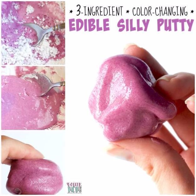 Borax Free Slime Recipes - 3-Ingredient Color-Changing Edible Silly Putty - Safe Slimes To Make Without Glue - How To Make Fluffy Slime With Shaving Cream - Easy 3 Ingredients Glitter Slime, Clear, Galaxy, Best DIY Slime Tutorials With Step by Step Instructions #slimerecipes #slime #kidscrafts #teencrafts