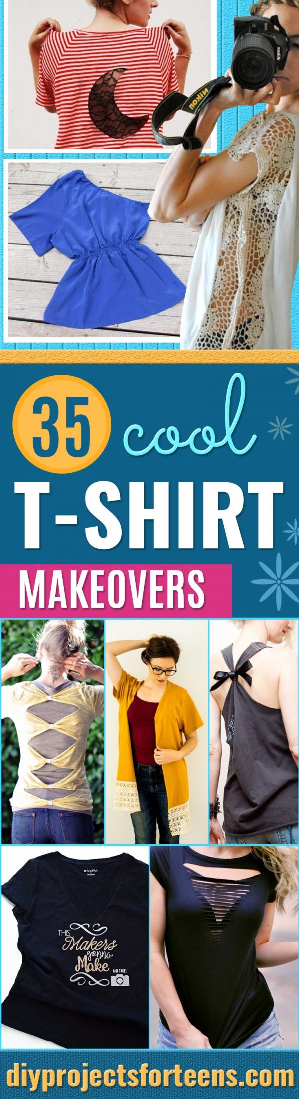 DIY T-Shirt Makeovers - Fun Upcycle Ideas for Tees - Cheap Clothes to Make- How To Make Simple Awesome Summer Style Projects - Cute Sleeve and Neckline Ideas - Cheap and Easy Ways To Upcycle Tshirts for Fun Clothes and Fashion - Quick Projects for Teens and Teenagers on A Budget #teenfashion #tshirtideas #teencrafts
