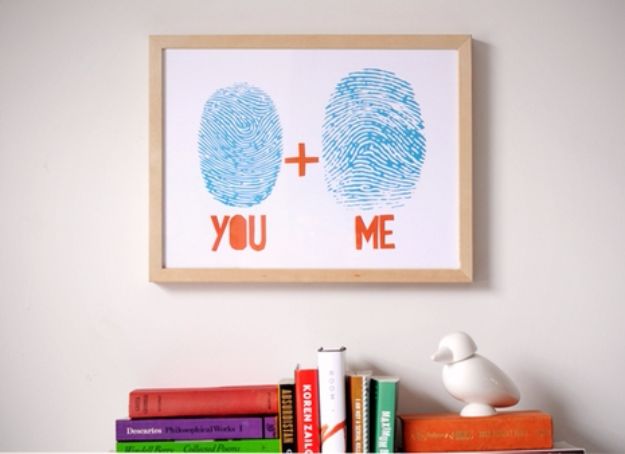 Cheap DIY Valentine's Day Gift Ideas - Custom Art From Your Own Fingerprints - Make These Easy and Inexpensive Crafts and Valentine Projects - Cute Dollar Store Ideas, Tutorials for Making Jars, Gift Boxes, Pink Red and Heart Shaped Decor - Creative Ways To Say I Love You to Your BFF, Boyfriend, Girlfriend, Husband, Wife and Kids #diyideas #valentines #cheapgifts #valentinesgifts #valentinesday