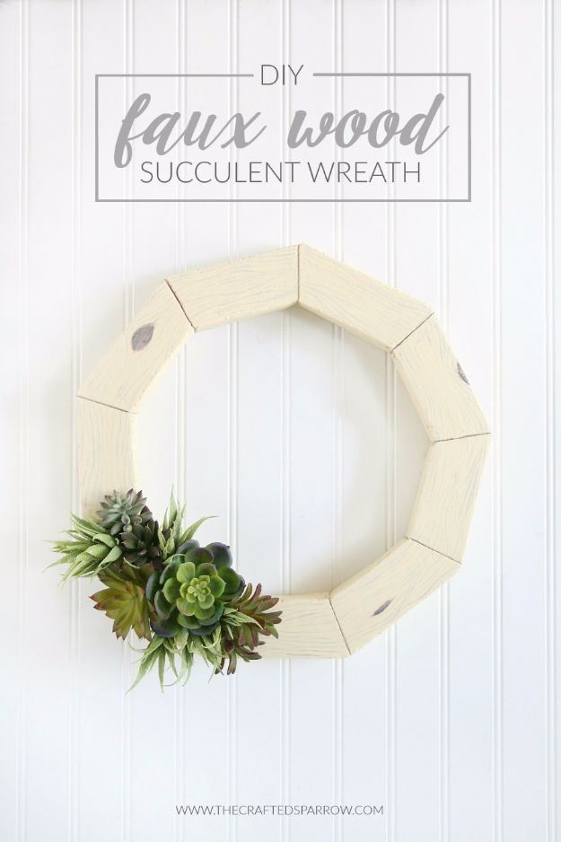 Cheap DIY Gifts and Inexpensive Homemade Christmas Gift Ideas for People on A Budget - DIY Faux Wood Succulent Wreath - To Make These Cool Presents Instead of Buying for the Holidays - Easy and Low Cost Gifts fTo Make For Friends and Neighbors - Quick Dollar Store Crafts and Projects for Xmas Gift Giving Parties - Step by Step Tutorials and Instructions #diygifts #teencrafts #diyideas #crafts #christmasgifts #cheapgifts