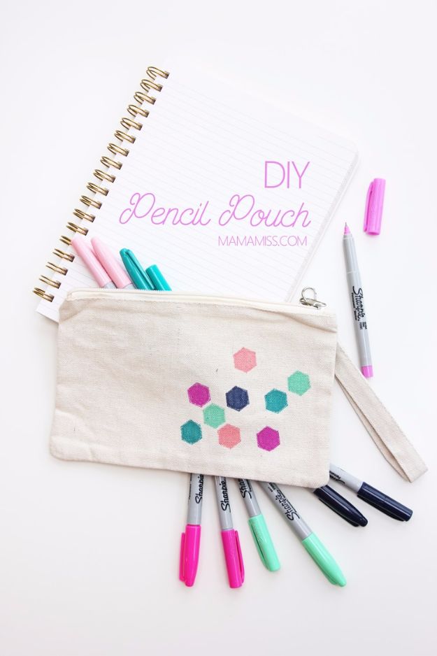 Crafts for Teens to Make and Sell - DIY Pencil Pouch - Cheap and Easy DIY Ideas To Make For Extra Money - Best Things to Sell On Etsy, Dollar Store Craft Ideas, Quick Projects for Teenagers To Make Spending Cash - DIY Gifts, Wall Art, School Supplies, Room Decor, Jewelry, Fashion, Hair Accessories, Bracelets, Magnets #teencrafts #craftstosell #etsyideass