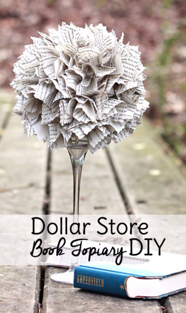 Crafts for Teens to Make and Sell - Dollar Store Book Topiary DIY - Cheap and Easy DIY Ideas To Make For Extra Money - Best Things to Sell On Etsy, Dollar Store Craft Ideas, Quick Projects for Teenagers To Make Spending Cash - DIY Gifts, Wall Art, School Supplies, Room Decor, Jewelry, Fashion, Hair Accessories, Bracelets, Magnets #teencrafts #craftstosell #etsyideass