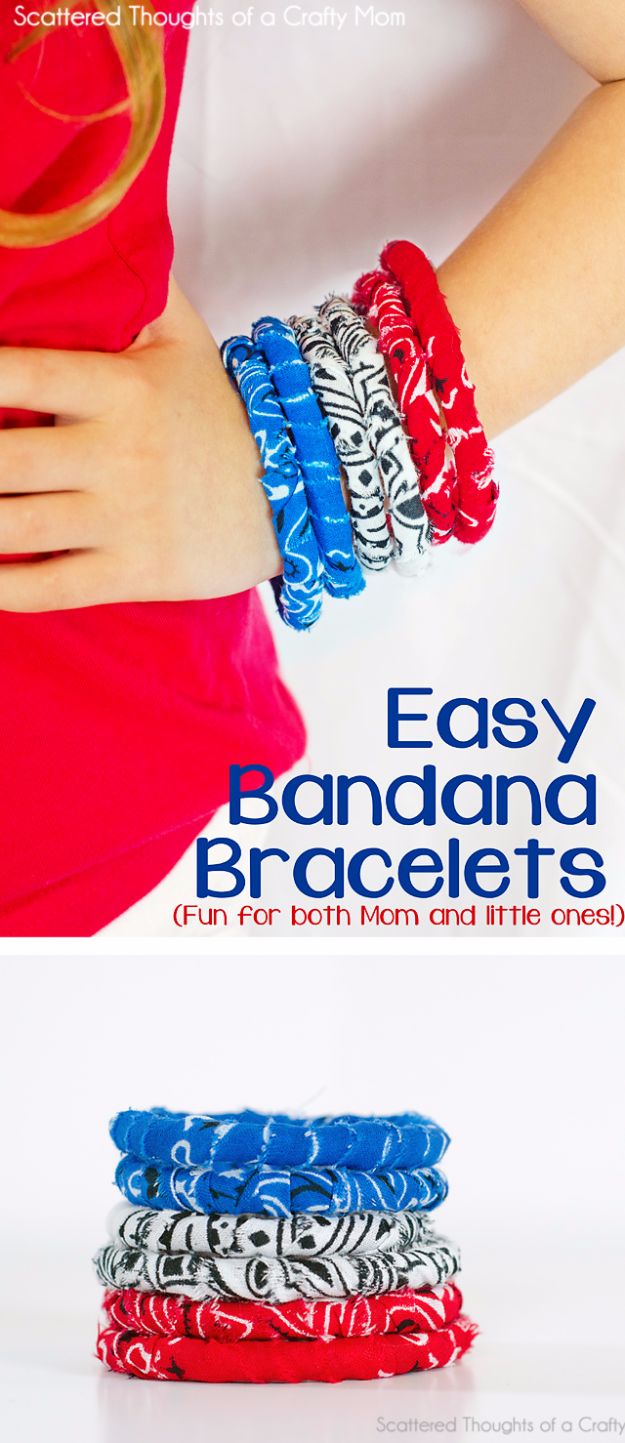 Crafts for Teens to Make and Sell - Easy Bandana Bracelets - Cheap and Easy DIY Ideas To Make For Extra Money - Best Things to Sell On Etsy, Dollar Store Craft Ideas, Quick Projects for Teenagers To Make Spending Cash - DIY Gifts, Wall Art, School Supplies, Room Decor, Jewelry, Fashion, Hair Accessories, Bracelets, Magnets #teencrafts #craftstosell #etsyideass