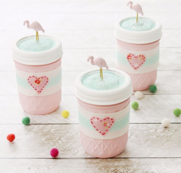 Crafts for Teens to Make and Sell - Easy DIY Flamingo Mason Jars - Cheap and Easy DIY Ideas To Make For Extra Money - Best Things to Sell On Etsy, Dollar Store Craft Ideas, Quick Projects for Teenagers To Make Spending Cash - DIY Gifts, Wall Art, School Supplies, Room Decor, Jewelry, Fashion, Hair Accessories, Bracelets, Magnets #teencrafts #craftstosell #etsyideass