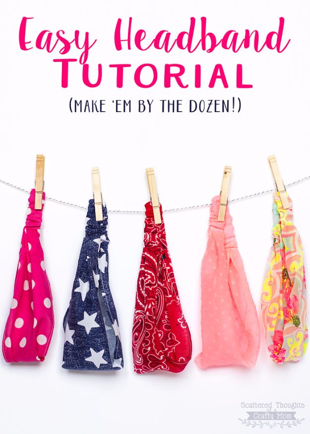 Crafts for Teens to Make and Sell - Easy Elastic Headband - Cheap and Easy DIY Ideas To Make For Extra Money - Best Things to Sell On Etsy, Dollar Store Craft Ideas, Quick Projects for Teenagers To Make Spending Cash - DIY Gifts, Wall Art, School Supplies, Room Decor, Jewelry, Fashion, Hair Accessories, Bracelets, Magnets #teencrafts #craftstosell #etsyideass