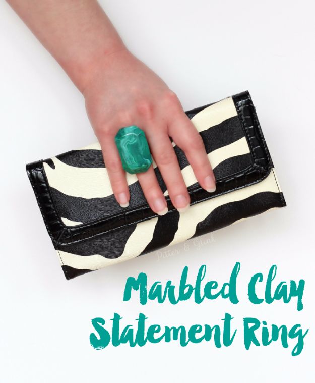 Cheap DIY Gifts and Inexpensive Homemade Christmas Gift Ideas for People on A Budget - Marbled Polymer Clay Statement Ring - To Make These Cool Presents Instead of Buying for the Holidays - Easy and Low Cost Gifts fTo Make For Friends and Neighbors - Quick Dollar Store Crafts and Projects for Xmas Gift Giving Parties - Step by Step Tutorials and Instructions #diygifts #teencrafts #diyideas #crafts #christmasgifts #cheapgifts