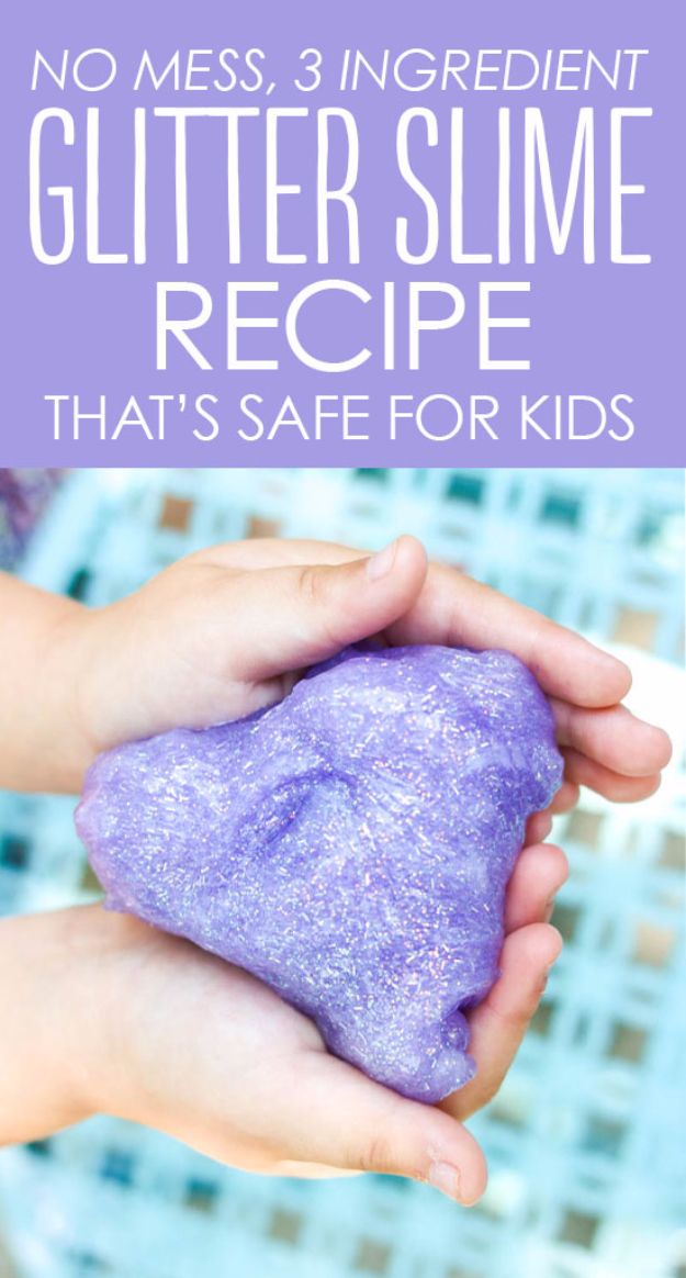 Borax Free Slime Recipes - Mess Free Glitter Slime - Safe Slimes To Make Without Glue - How To Make Fluffy Slime With Shaving Cream - Easy 3 Ingredients Glitter Slime, Clear, Galaxy, Best DIY Slime Tutorials With Step by Step Instructions #slimerecipes #slime #kidscrafts #teencrafts