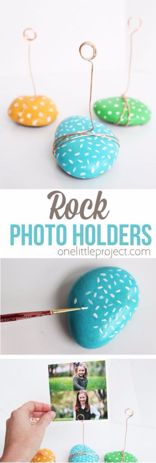Crafts for Teens to Make and Sell - DIY Rock Photo Holder - Cheap and Easy DIY Ideas To Make For Extra Money - Best Things to Sell On Etsy, Dollar Store Craft Ideas, Quick Projects for Teenagers To Make Spending Cash - DIY Gifts, Wall Art, School Supplies, Room Decor, Jewelry, Fashion, Hair Accessories, Bracelets, Magnets #teencrafts #craftstosell #etsyideass