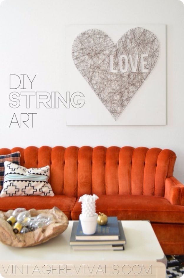 Cheap DIY Valentine's Day Gift Ideas - String Art Love - Make These Easy and Inexpensive Crafts and Valentine Projects - Cute Dollar Store Ideas, Tutorials for Making Jars, Gift Boxes, Pink Red and Heart Shaped Decor - Creative Ways To Say I Love You to Your BFF, Boyfriend, Girlfriend, Husband, Wife and Kids #diyideas #valentines #cheapgifts #valentinesgifts #valentinesday