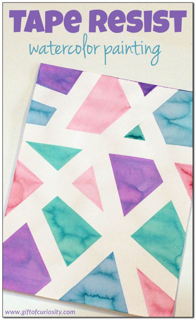 Crafts for Teens to Make and Sell - Tape Resist Watercolor Painting - Cheap and Easy DIY Ideas To Make For Extra Money - Best Things to Sell On Etsy, Dollar Store Craft Ideas, Quick Projects for Teenagers To Make Spending Cash - DIY Gifts, Wall Art, School Supplies, Room Decor, Jewelry, Fashion, Hair Accessories, Bracelets, Magnets #teencrafts #craftstosell #etsyideass