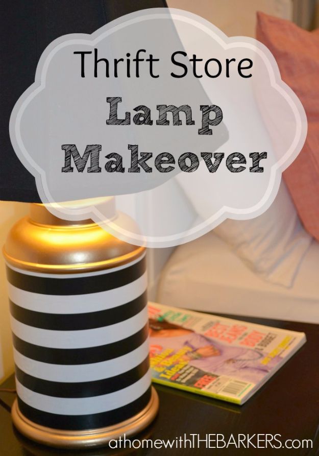 Mod Podge Crafts - Thrift Store Lamp Makeover - DIY Modge Podge Ideas On Wood, Glass, Canvases, Fabric, Paper and Mason Jars - How To Make Pictures, Home Decor, Easy Craft Ideas and DIY Wall Art for Beginners - Cute, Cheap Crafty Homemade Gifts for Christmas and Birthday Presents 