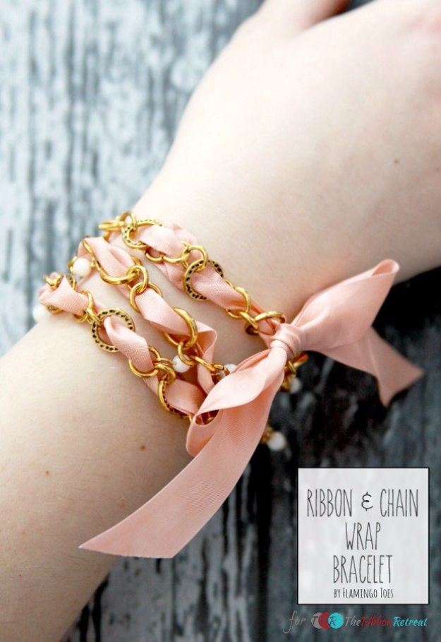 Cheap DIY Gifts and Inexpensive Homemade Christmas Gift Ideas for People on A Budget - Vintage Ribbon and Chain Wrap Bracelet - To Make These Cool Presents Instead of Buying for the Holidays - Easy and Low Cost Gifts fTo Make For Friends and Neighbors - Quick Dollar Store Crafts and Projects for Xmas Gift Giving Parties - Step by Step Tutorials and Instructions #diygifts #teencrafts #diyideas #crafts #christmasgifts #cheapgifts