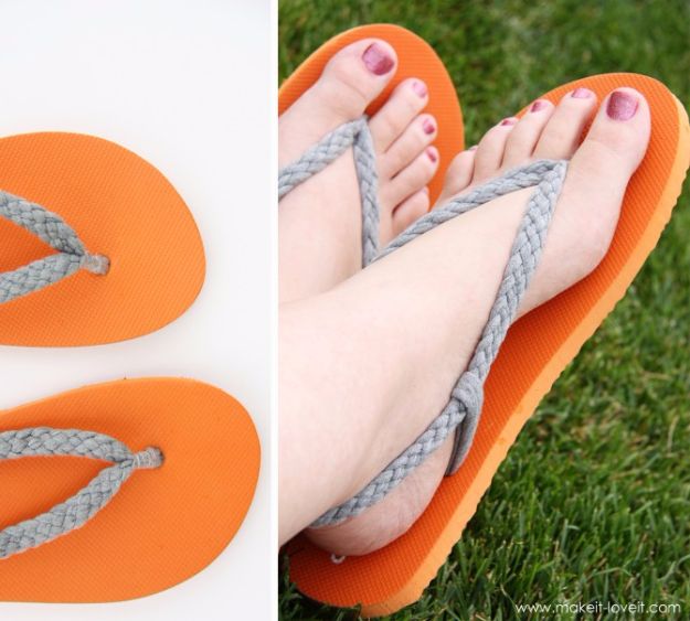 DIY Teen Fashion for Spring - Braided Straps Flip-Flops - Easy Homemade Clothing Tutorials and Things To Make To Wear - Cute Patterns and Projects for Teens to Make, T-Shirts, Skirts, Dresses, Shorts and Ideas for Jeans - Tops, Tanks and Tees With Free Tutorial Ideas and Instructions 