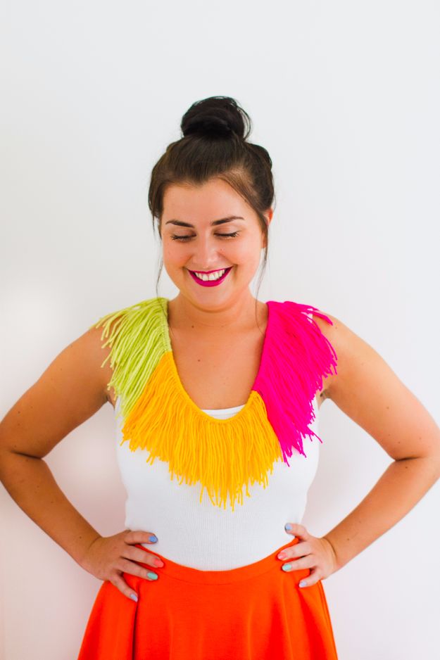 DIY Teen Fashion for Spring - Bright And Bold Fringe Necklace - Easy Homemade Clothing Tutorials and Things To Make To Wear - Cute Patterns and Projects for Teens to Make, T-Shirts, Skirts, Dresses, Shorts and Ideas for Jeans - Tops, Tanks and Tees With Free Tutorial Ideas and Instructions 