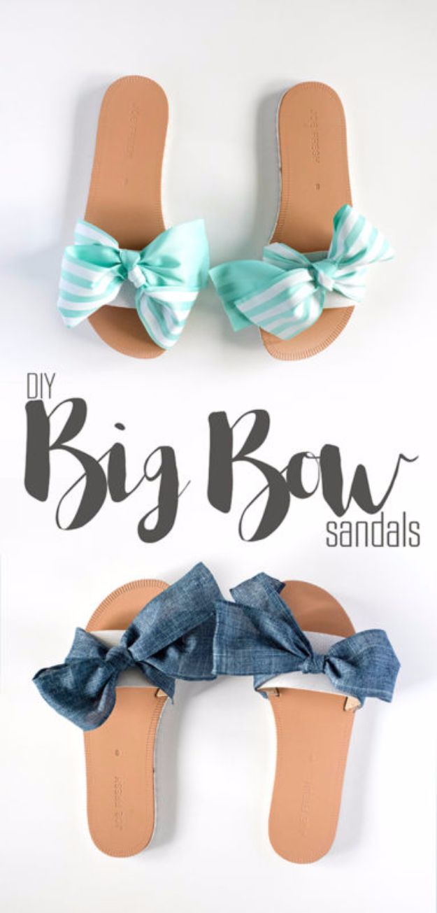 DIY Teen Fashion for Spring - DIY Big Bow Sandals - Easy Homemade Clothing Tutorials and Things To Make To Wear - Cute Patterns and Projects for Teens to Make, T-Shirts, Skirts, Dresses, Shorts and Ideas for Jeans - Tops, Tanks and Tees With Free Tutorial Ideas and Instructions 