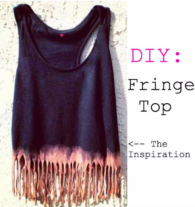 DIY Teen Fashion for Spring - DIY Fringe Top - Easy Homemade Clothing Tutorials and Things To Make To Wear - Cute Patterns and Projects for Teens to Make, T-Shirts, Skirts, Dresses, Shorts and Ideas for Jeans - Tops, Tanks and Tees With Free Tutorial Ideas and Instructions 