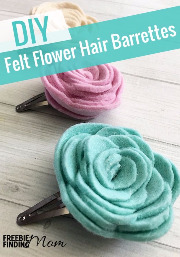 DIY Teen Fashion for Spring - Felt Flower DIY Hair Clips - Easy Homemade Clothing Tutorials and Things To Make To Wear - Cute Patterns and Projects for Teens to Make, T-Shirts, Skirts, Dresses, Shorts and Ideas for Jeans - Tops, Tanks and Tees With Free Tutorial Ideas and Instructions 