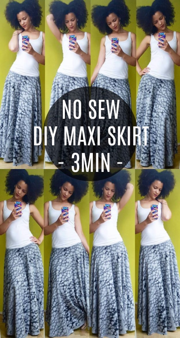 DIY Teen Fashion for Spring -No Sew DIY Maxi Skirt - Easy Homemade Clothing Tutorials and Things To Make To Wear - Cute Patterns and Projects for Teens to Make, T-Shirts, Skirts, Dresses, Shorts and Ideas for Jeans - Tops, Tanks and Tees With Free Tutorial Ideas and Instructions 