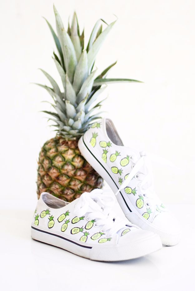 DIY Teen Fashion for Spring - Pineapple Cotton Canvas Sneakers - Easy Homemade Clothing Tutorials and Things To Make To Wear - Cute Patterns and Projects for Teens to Make, T-Shirts, Skirts, Dresses, Shorts and Ideas for Jeans - Tops, Tanks and Tees With Free Tutorial Ideas and Instructions 