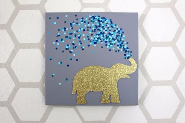 DIY Ideas With Elephants - 30 Minute Elephant Canvas - Easy Wall Art Ideas, Crafts, Jewelry, Arts and Craft Projects for Kids, Teens and Adults- Simple Canvases, Throw Pillows, Cute Paintings for Nurseries, Dollar Store Crafts and Fun Dorm Room and Bedroom Decor - Tutorials for Crafty Ideas Decorated With an Elephant