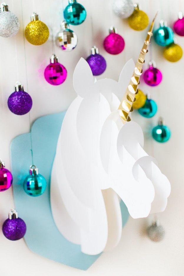 DIY Ideas With Unicorns - 3D Paper Craft Unicorn Head - Cute and Easy DIY Projects for Unicorn Lovers - Wall and Home Decor Projects, Things To Make and Sell on Etsy - Quick Gifts to Make for Friends and Family - Homemade No Sew Projects and Pillows - Fun Jewelry, Desk Decor Cool Clothes and Accessories 