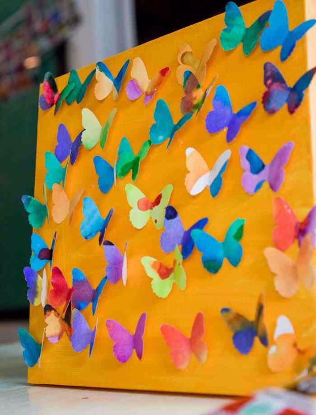 DIY Ideas With Butterflies - Butterfly Canvas - Cute and Easy DIY Projects for Butterfly Lovers - Wall and Home Decor Projects, Things To Make and Sell on Etsy - Quick Gifts to Make for Friends and Family - Homemade No Sew Projects- Fun Jewelry, Cool Clothes and Accessories #diyideas #butterflies #teencrafts