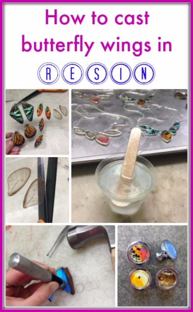 DIY Ideas With Butterflies - Cast Butterfly Wings In Resin - Cute and Easy DIY Projects for Butterfly Lovers - Wall and Home Decor Projects, Things To Make and Sell on Etsy - Quick Gifts to Make for Friends and Family - Homemade No Sew Projects- Fun Jewelry, Cool Clothes and Accessories #diyideas #butterflies #teencrafts