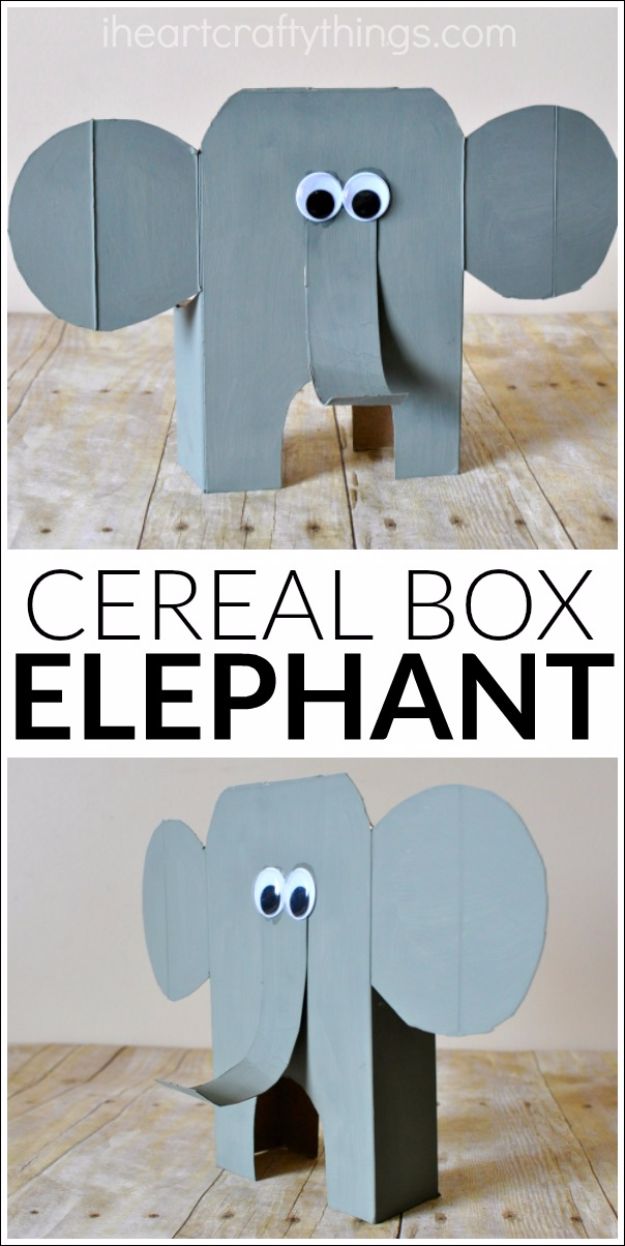 DIY Ideas With Elephants - Cereal Box Elephant - Easy Wall Art Ideas, Crafts, Jewelry, Arts and Craft Projects for Kids, Teens and Adults- Simple Canvases, Throw Pillows, Cute Paintings for Nurseries, Dollar Store Crafts and Fun Dorm Room and Bedroom Decor - Tutorials for Crafty Ideas Decorated With an Elephant