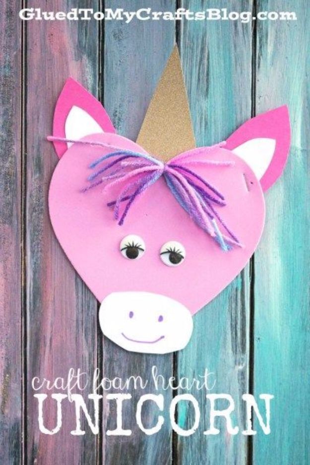 DIY Ideas With Unicorns - Craft Foam Heart Unicorn - Cute and Easy DIY Projects for Unicorn Lovers - Wall and Home Decor Projects, Things To Make and Sell on Etsy - Quick Gifts to Make for Friends and Family - Homemade No Sew Projects and Pillows - Fun Jewelry, Desk Decor Cool Clothes and Accessories