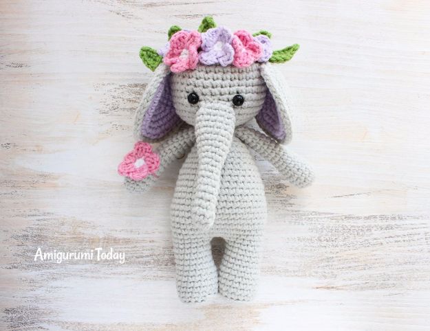 DIY Ideas With Elephants - Cuddle Me Elephant Amigurumi - Easy Wall Art Ideas, Crafts, Jewelry, Arts and Craft Projects for Kids, Teens and Adults- Simple Canvases, Throw Pillows, Cute Paintings for Nurseries, Dollar Store Crafts and Fun Dorm Room and Bedroom Decor - Tutorials for Crafty Ideas Decorated With an Elephant