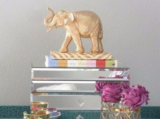 DIY Ideas With Elephants - DIY Gold Elephant - Easy Wall Art Ideas, Crafts, Jewelry, Arts and Craft Projects for Kids, Teens and Adults- Simple Canvases, Throw Pillows, Cute Paintings for Nurseries, Dollar Store Crafts and Fun Dorm Room and Bedroom Decor - Tutorials for Crafty Ideas Decorated With an Elephant