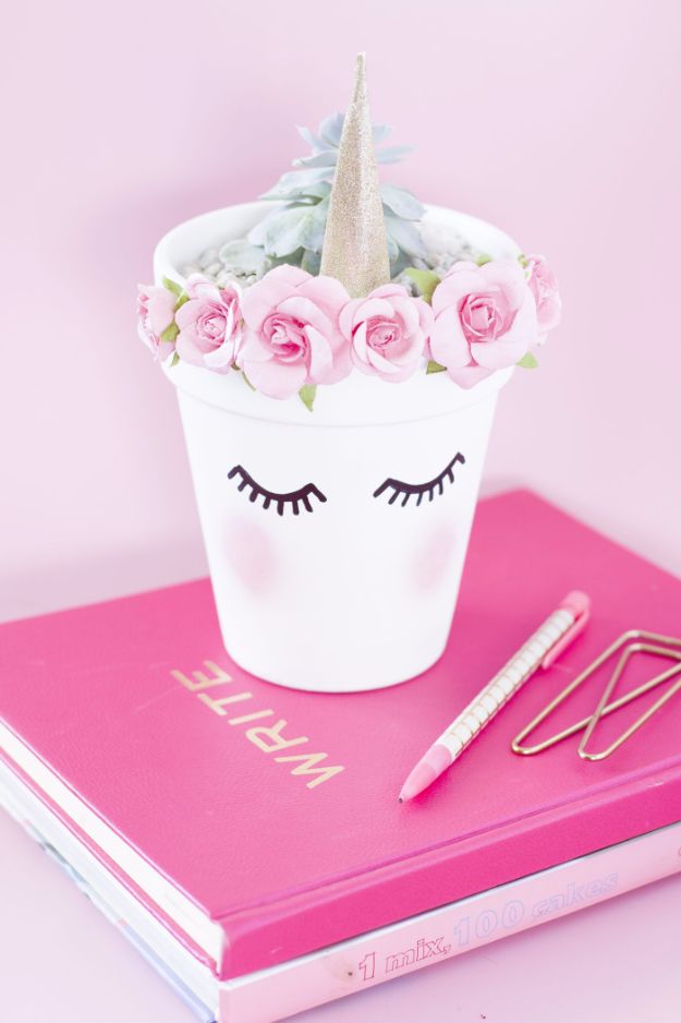 DIY Ideas With Unicorns - DIY Unicorn Planter - Cute and Easy DIY Projects for Unicorn Lovers - Wall and Home Decor Projects, Things To Make and Sell on Etsy - Quick Gifts to Make for Friends and Family - Homemade No Sew Projects and Pillows - Fun Jewelry, Desk Decor Cool Clothes and Accessories 