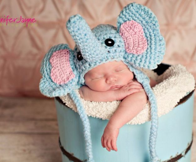 DIY Ideas With Elephants - Elephant Crochet Hat - Easy Wall Art Ideas, Crafts, Jewelry, Arts and Craft Projects for Kids, Teens and Adults- Simple Canvases, Throw Pillows, Cute Paintings for Nurseries, Dollar Store Crafts and Fun Dorm Room and Bedroom Decor - Tutorials for Crafty Ideas Decorated With an Elephant