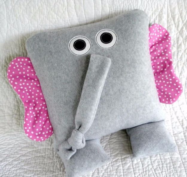 DIY Ideas With Elephants - Elephant Pillows - Easy Wall Art Ideas, Crafts, Jewelry, Arts and Craft Projects for Kids, Teens and Adults- Simple Canvases, Throw Pillows, Cute Paintings for Nurseries, Dollar Store Crafts and Fun Dorm Room and Bedroom Decor - Tutorials for Crafty Ideas Decorated With an Elephant