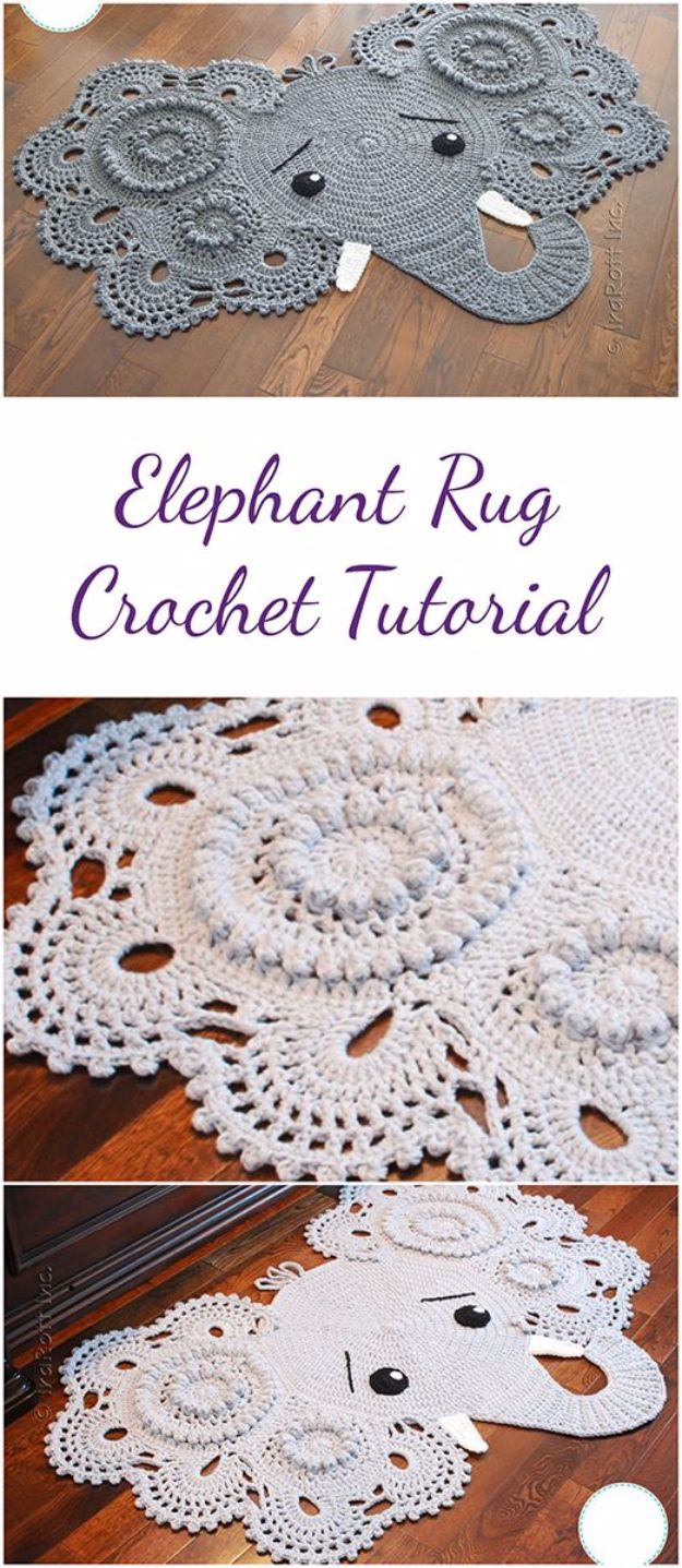 DIY Ideas With Elephants - Elephant Rug Crochet - Easy Wall Art Ideas, Crafts, Jewelry, Arts and Craft Projects for Kids, Teens and Adults- Simple Canvases, Throw Pillows, Cute Paintings for Nurseries, Dollar Store Crafts and Fun Dorm Room and Bedroom Decor - Tutorials for Crafty Ideas Decorated With an Elephant