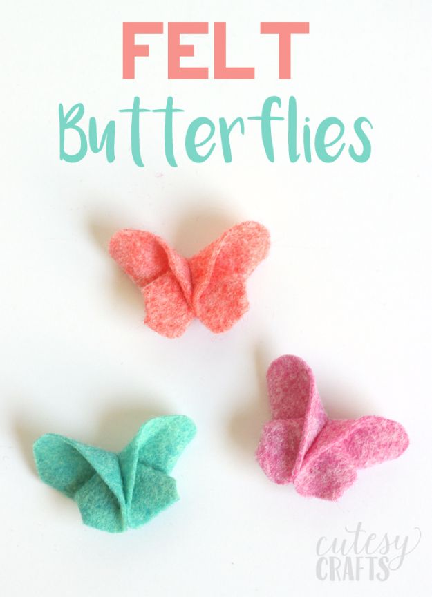 DIY Ideas With Butterflies - Felt Butterflies - Cute and Easy DIY Projects for Butterfly Lovers - Wall and Home Decor Projects, Things To Make and Sell on Etsy - Quick Gifts to Make for Friends and Family - Homemade No Sew Projects- Fun Jewelry, Cool Clothes and Accessories #diyideas #butterflies #teencrafts