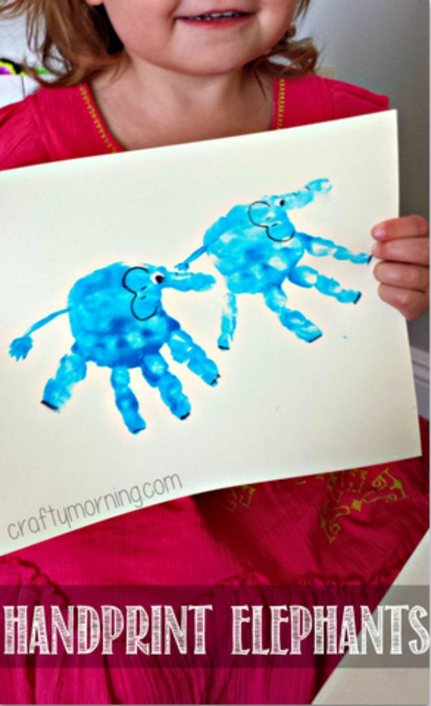 DIY Ideas With Elephants - Handprint Elephants - Easy Wall Art Ideas, Crafts, Jewelry, Arts and Craft Projects for Kids, Teens and Adults- Simple Canvases, Throw Pillows, Cute Paintings for Nurseries, Dollar Store Crafts and Fun Dorm Room and Bedroom Decor - Tutorials for Crafty Ideas Decorated With an Elephant