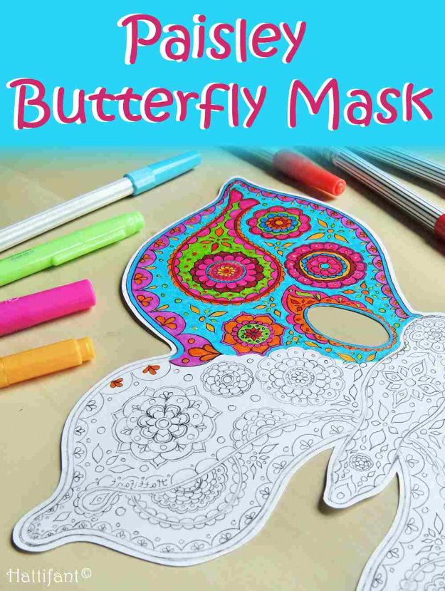 DIY Ideas With Butterflies - Paisley Butterfly Masks - Cute and Easy DIY Projects for Butterfly Lovers - Wall and Home Decor Projects, Things To Make and Sell on Etsy - Quick Gifts to Make for Friends and Family - Homemade No Sew Projects- Fun Jewelry, Cool Clothes and Accessories #diyideas #butterflies #teencrafts