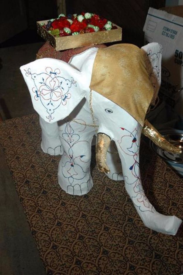 DIY Ideas With Elephants - Paper Mache Elephant - Easy Wall Art Ideas, Crafts, Jewelry, Arts and Craft Projects for Kids, Teens and Adults- Simple Canvases, Throw Pillows, Cute Paintings for Nurseries, Dollar Store Crafts and Fun Dorm Room and Bedroom Decor - Tutorials for Crafty Ideas Decorated With an Elephant