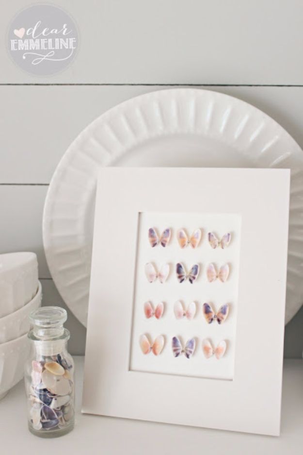 DIY Ideas With Butterflies - Seashell Specimen Art - Cute and Easy DIY Projects for Butterfly Lovers - Wall and Home Decor Projects, Things To Make and Sell on Etsy - Quick Gifts to Make for Friends and Family - Homemade No Sew Projects- Fun Jewelry, Cool Clothes and Accessories #diyideas #butterflies #teencrafts