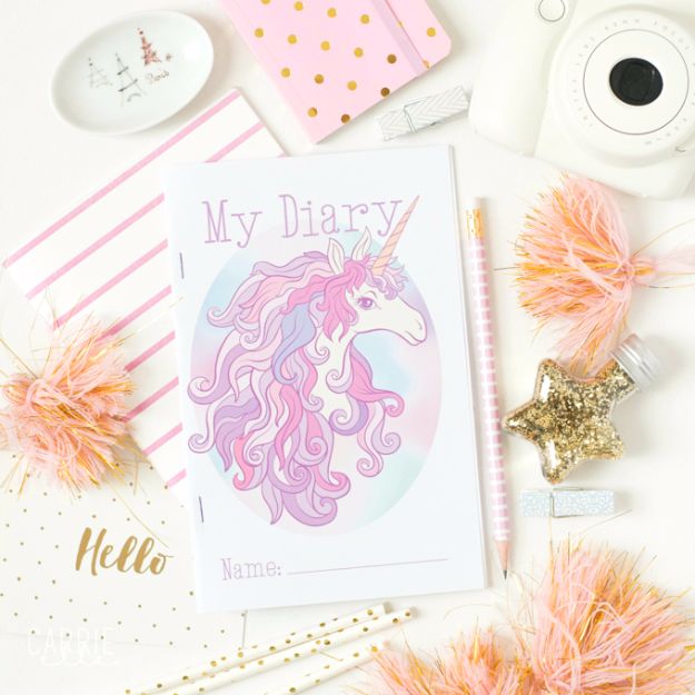 DIY Ideas With Unicorns - Unicorn Printable Diary - Cute and Easy DIY Projects for Unicorn Lovers - Wall and Home Decor Projects, Things To Make and Sell on Etsy - Quick Gifts to Make for Friends and Family - Homemade No Sew Projects and Pillows - Fun Jewelry, Desk Decor Cool Clothes and Accessories 