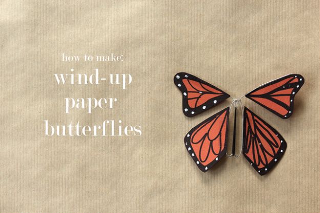DIY Ideas With Butterflies - Wind-Up Paper Butterflies - Cute and Easy DIY Projects for Butterfly Lovers - Wall and Home Decor Projects, Things To Make and Sell on Etsy - Quick Gifts to Make for Friends and Family - Homemade No Sew Projects- Fun Jewelry, Cool Clothes and Accessories #diyideas #butterflies #teencrafts